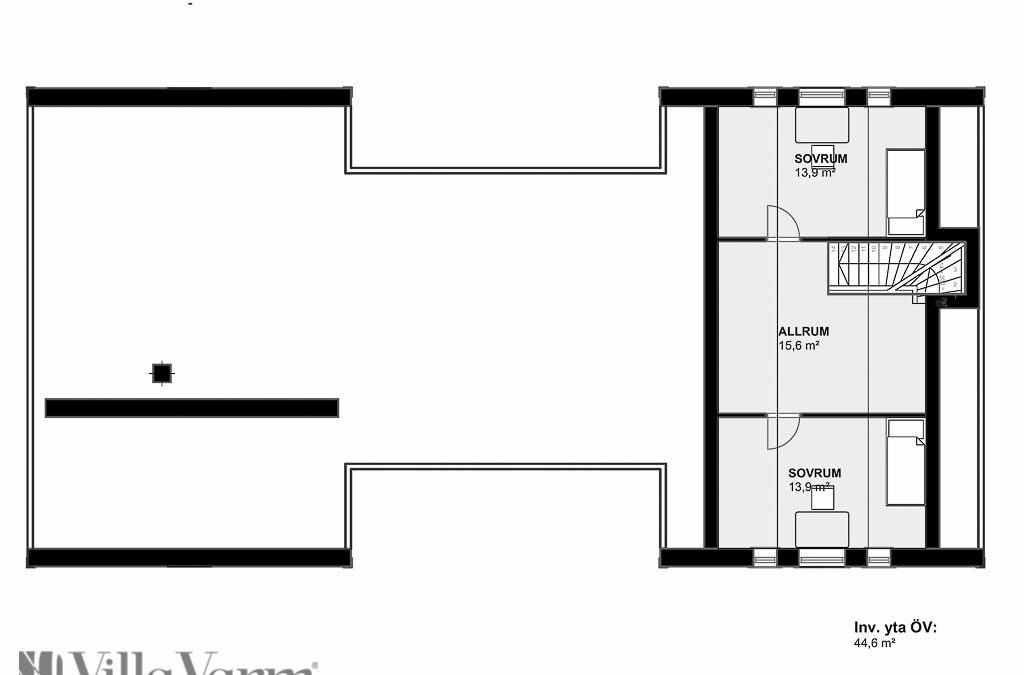 Planlösning övervåning Villa Tranås