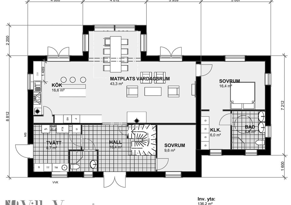 Planlösning Villa Björkvik bottenplan