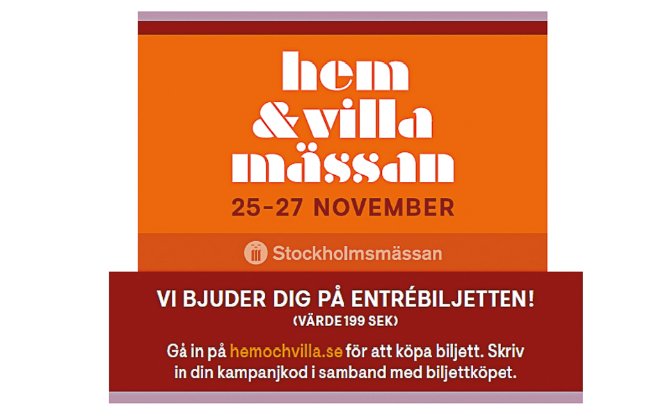 Vi bjuder på entrén till Hem&Villa-mässan